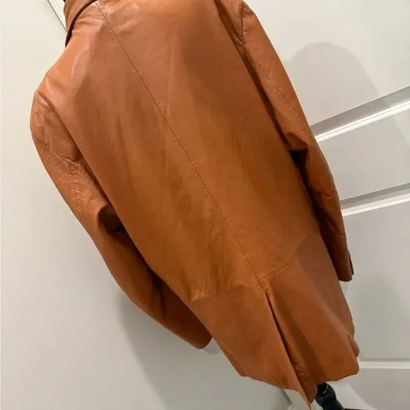 Vintage Macy’s men storeAlfani Men's lamb skin tan Leather Jacket L42
